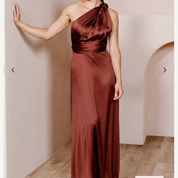 Revelry Devan Satin Bridesmaid Dress Deep Olive Green 16P - Picture 5 of 6